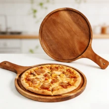 Creative Rustic Style High-Quality Rosewood Pizza Board - Serving Platter, Plate, Multifunctional Natural Solid Wood Tray! Handmade Texture, Suitable For Restaurant Serving, Kitchen Prep, Camping, Parties And Outdoor Scenes. Reusable And Easy To Clean, One Board For Multiple Uses, Can Hold Pizza, Desserts, Snacks, Cooked Food, And Storage. Kitchen Supplies, Living Room/Bedroom Decor - Brown - View 1