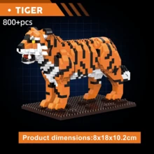 800+Pcs Giraffe & Tiger Animal Building Blocks Toy, Adult Creative Decompression Animal Assembly Model DIY, Suitable For Birthday Gift, Girlfriend, Boyfriend, Valentine's Day, Christmas, Halloween - Multicolor - View 13