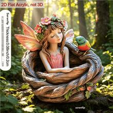 2D Acrylic Fairy Garden Stake, Enchanting Fairy & Bird Ornament For Courtyard, Suitable For Flower Beds And Patios, Compatible With Outdoor Use And Garden Decor - C - View 6
