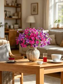 6/4/2pcs 13.77 Inch Artificial Flowering Plants, Simulated Morning Glory, 7 Trumpet Flowers, Suitable For Indoor And Outdoor Spring And Summer Decor, Silk Daisy And Eucalyptus, Applicable For Indoor And Outdoor Decor, Planters, Porch, Yard, Garden, Wedding And Home Decoration - Multicolor - View 5