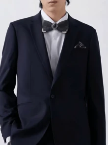 1件男士英伦风蝴蝶结，伴郎新郎正装，红/黑，婚礼仪式 - 藏蓝色 - 查看 11