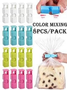 8pcs Of Any Color Food Sealing Clip, Spring Style Snack Bread Bag Sealing Clip, Kitchen Grain And Vegetable Preservation Sealing Clip, Reusable - A - View 1