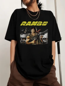 R-Ramboss Men's Sports T-Shirt With Crew Neck And Print, Short Sleeves - Black - View 6