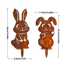 2个亚克力花园插牌，可爱复活节兔子花园标记，乡村花卉种植箱和花坛装饰，节日风格金属装饰艺术品，创意设计，适用于家居、别墅、草坪和花园 - A - 查看 6