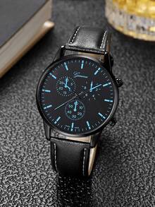 Personalized Dial Quartz Fashionable Casual Elegant Business Exquisite Men Watch - Black - View 3