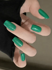 Coral Pink Nail Stickers, Waterproof Nail Art Decals, Solid Color, Green Onion Pink, Gradient Ombre Full Nail Wraps - Mint Green - View 5
