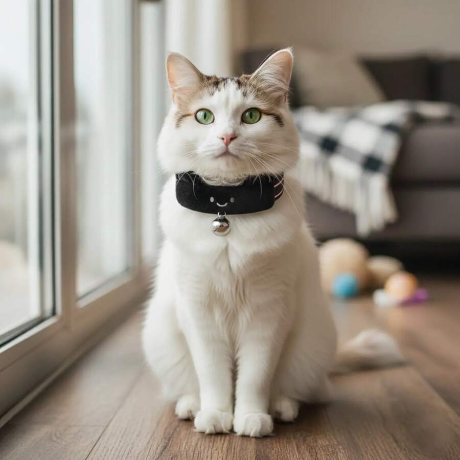 Cat Collar With Bell, Anti-Lost, Soft Smiling Face Decor, Comfortable Fit For Shorthair, Ragdoll And Other Cats - Multicolor - View 1