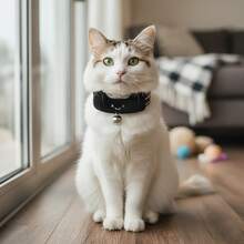 Cat Collar With Bell, Anti-Lost, Soft Smiling Face Decor, Comfortable Fit For Shorthair, Ragdoll And Other Cats - Multicolor - View 2