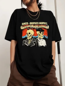 Dropkick Murphys & Rancid Printed Men's Sports T-Shirt With Crew Neck And Short Sleeves - Black - View 1