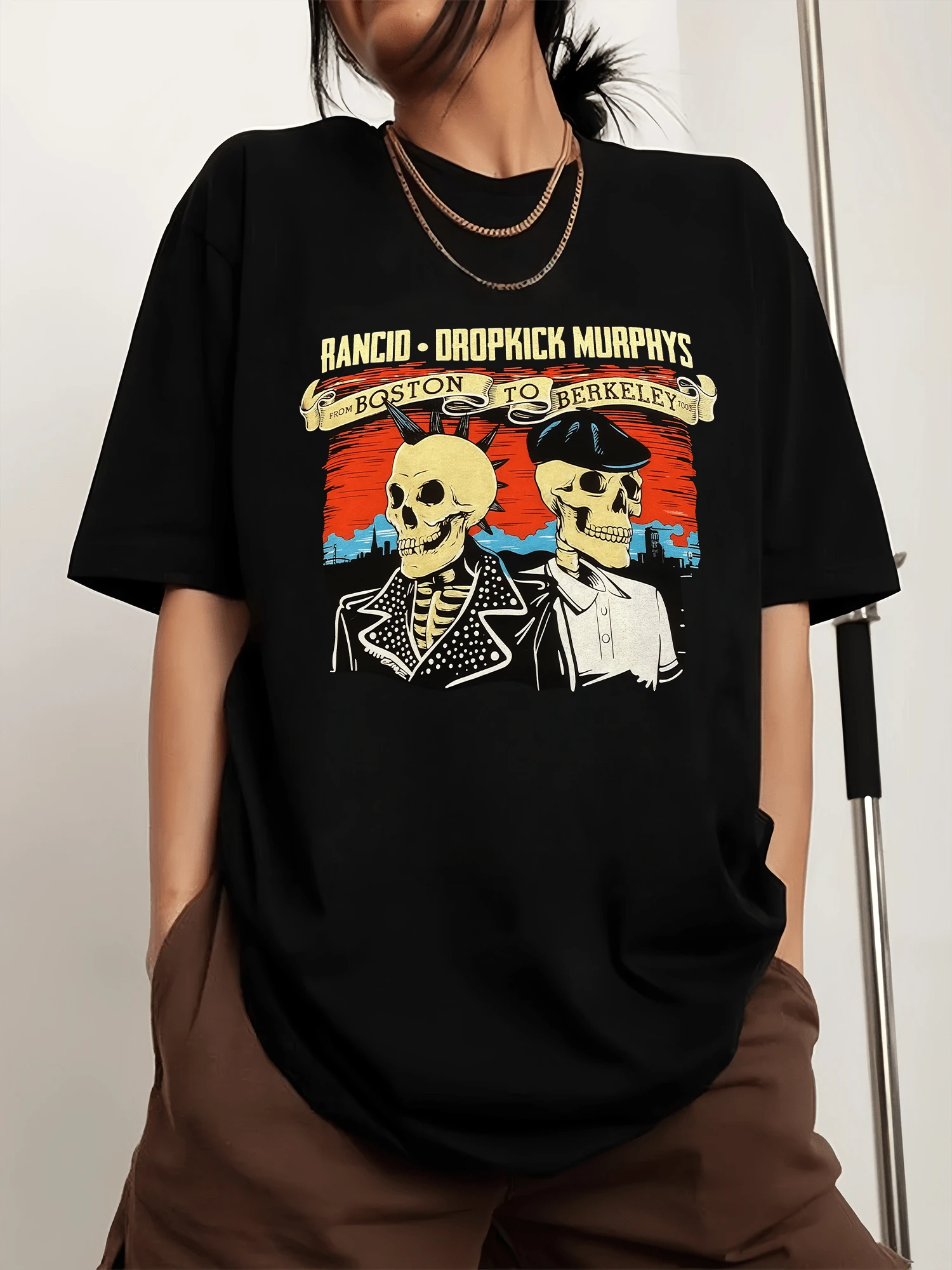 Dropkick Murphys & Rancid Printed Men's Sports T-Shirt With Crew Neck And Short Sleeves - Black - View 1