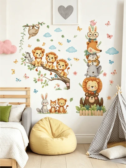 [Có 4 kiểu] Hình dán tường động vật rừng vẽ màu nước - Sư tử / Voi / Gấu Koala / Hổ, sử dụng kỹ thuật vẽ màu nước phổ biến, tông màu nhẹ nhàng và tươi mới, mang đến bầu không khí dịu nhẹ, phù hợp với trang trí phòng trẻ em theo phong cách Bắc Âu, rừng và Ins. Hình dán tường tự dính, chống thấm nước, có thể tháo rời, làm bằng chất liệu PVC, thích hợp cho phòng trẻ em / nhà trẻ.