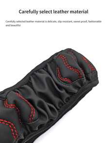 1 pieza Funda de volante de coche de cuero PU rojo y negro con diseño ondulado, funda protectora elástica, antideslizante y resistente al desgaste - Funda para volante con diseño de ondas - Ver 7