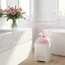 200pcs Rose Scented Pink Trash Bags, Small 4-5 Gallon Drawstring Garbage Bags, Virgin Material, Fresh Rose Fragrance Odor Control, Leak-Proof & Thick Kitchen Trash Can Liners For Bathroom, Bedroom, Office - Dây rút - Xem 5
