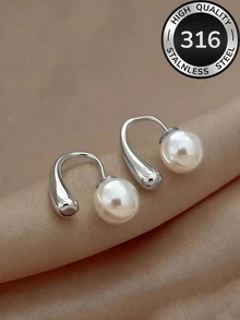 2 đôi bông tai ngọc trai tối giản kiểu Hàn Quốc, bông tai ngọc trai giả dáng dài, thanh lịch, đa năng, phù hợp đeo hàng ngày và hẹn hò. - Nhiều màu - Xem 7