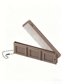 1pc Chocolate Bar Shaped Foldable Hair Comb With Built-In Mirror, Portable Pocket Size With Chain Charm, Suitable For Travel And Daily Makeup Hair Styling, Cute Creative Hair Accessory, Mini Handheld Makeup Mirror Comb/Comb/Hair Styling Tool/Hairdresser Essential/Hair Accessory For Women And Girls - Multicolor - View 10
