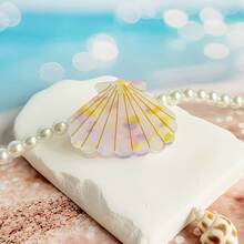 1pc (Spring/Summer) Elegant Sweet Ocean Element Faux Line Shell Starfish Hair Clip, Delicate Cartoon Design Hair Accessory, Fashionable Hair Clip, Suitable For Casual, Vacation, Outfit Matching, Medium Size Hair Clip,Festival,Party - Multicolor - View 17