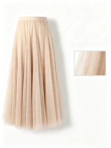 Women's High Waist Floor-Length Tulle Skirt In Dusty Pink And Champagne, Suitable For Weddings, Banquets, Performances, Parties, And Costume Play Decorative Skirts, As Well As Stage Performance Skirts - Multicolor - View 8