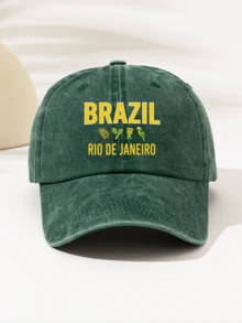 1pc Vintage Washed Brazil Star Print Summer Sun Protection Baseball Cap, Cool Hippie Hip-Hop Curved Brim Hat, Adjustable Unisex Sun Visor Cap, Curved Brim Dad Hat - Washable Cap 1 - View 19