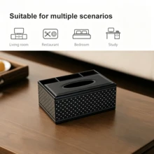 1pc Multi-Functional Tissue Box Remote Control Storage Organizer Paper Towel Holder Bedroom Living Room Car Kitchen Home Decor Accessory Desk Drawer Container Bathroom Storage Solution Countertop Office Desktop Organizer Cute Stylish Modern Design Space Saving Functional Holder Multipurpose Cabinet Caddy Home Organization Furniture Storage Box Decorative Holder Elegant Home Essential Accessory Practical Daily Use Item Compact Portable Container - Black Spots - View 2