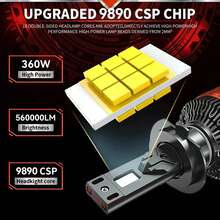 2个H7 H4 LED CANBUS汽车大灯灯泡 360W 560000LM LED灯 H1 H9 H11 HB3 9005 HB4 9006 H1 9012 Hir2 9007 H13 LED 6000K雾灯 12V - A - 查看 2