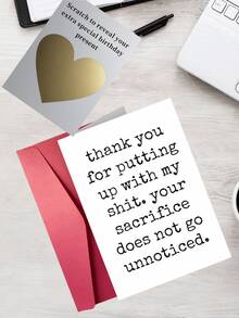 1张浪漫生日惊喜刮刮卡，金色心形刮刮贺卡，优质材料，刮刮涂层均匀，易刮不伤卡片。 - 彩色 - 查看 4