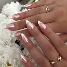 24pcs Vintage Street-Style Minimalist Elegant Daily Classic Pure White Aurora Almond Shaped Nail Stickers Set, Instantly Elevate Your Look, Suitable For Minimalist Girls And Ladies For Everyday Use And Shopping Nails Nail Supplies - trắng - Xem 4