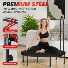 101cm Folding Trampoline With Handle – Premium Elastic – Black - Black + Red - View 2