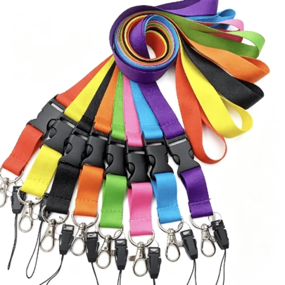 Solid Color Polyester Lanyard, Multi-Color Student ID/Work Badge Detachable Clips Strap Back To School