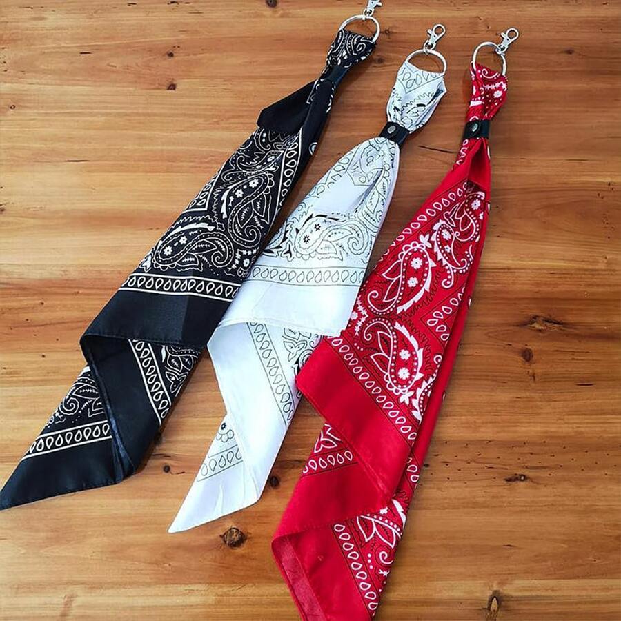 1件嘻哈风佩斯利花纹方巾街头男女裤链腰带围巾饰品丝带挂件 - 紅色 - 查看 1