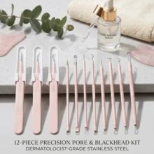 Bộ dụng cụ lấy mụn đầu đen và mụn trứng cá 1/11 món, dụng cụ điều trị mụn, dụng cụ loại bỏ mụn đầu đen, bộ dụng cụ chuyên nghiệp bằng thép không gỉ để loại bỏ mụn và vết thâm. - Nhiều màu - Xem 14