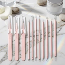 Bộ dụng cụ lấy mụn đầu đen và mụn trứng cá 1/11 món, dụng cụ điều trị mụn, dụng cụ loại bỏ mụn đầu đen, bộ dụng cụ chuyên nghiệp bằng thép không gỉ để loại bỏ mụn và vết thâm. - Nhiều màu - Xem 2