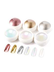 Poudre à ongles de plusieurs couleurs, poudre à ongles effet déesse or & argent, poudre à ongles perle blanche fausse sirène style Y2K, décoration DIY nail art miroir métallique pailleté - Multicolore - Voir 10