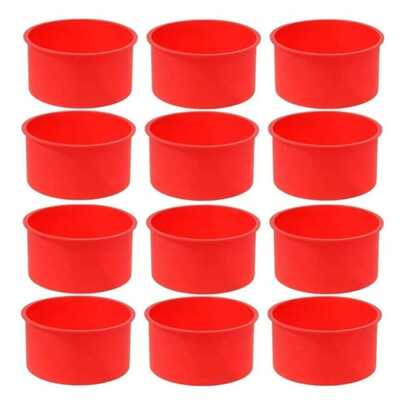 12/16pcs Round Silicone Cupcake Liners | Non-Stick Baking Molds Suitable For Muffins And Desserts, Red Colo
