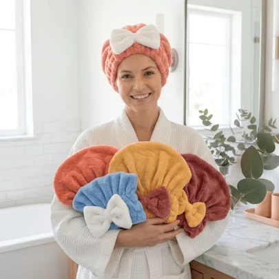 1pc Japanese-Style Hair Drying Cap, Made Of Soft Coral Fleece Material, Super Absorbent And Quick-Drying, Easily Wraps Long Hair, Avoids High-Temperature Damage From Hair Dryers, Comfortable And Secure Fit, Suitable For Home Bathing, Hair Washing And Daily Grooming, A Convenient Hair Drying Tool For Bathroom, Quickly Dries Wet Hair And Frees Up Your Hands.