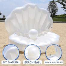 Inflatable Seashell Shaped Swim Ring, Giant Inflatable Seashell Shaped Floating Bed With Pearl Balls, Suitable For Swimming Pool And Beach Party, For Adult Use - Multiple Styles - View 2