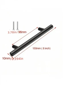 1/10pcs Brushed Gold Kitchen Cabinet Handles, Stainless Steel T-Bar Door Pulls, 96mm Cupboard Knobs And Handles, Black Furniture Handles - Multicolor - View 14
