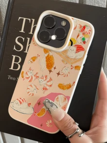 1pc White Painted Sushi Cat Personalized Minimalist Full Coverage TPU Shockproof Phone Case Compatible With Apple 17 16 15 14 13 12 11 Pro Max Air - Multicolor - View 2