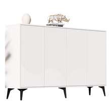 (=N625P210458459W) White Sideboard, 160 Cm Wide, Multifunctional Sideboard, Chest Of Drawers, Tall Display Cabinet With Adjustable Shelves, 4 Doors, Metal Legs - White - View 7
