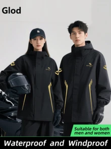 Conjunto impermeable y a prueba de viento de alta calidad y durabilidad, chaqueta y pantalón de lluvia gruesos para hombres y mujeres, adecuado para ciclismo, viajes, senderismo, camping y pesca al aire libre - Múltiples estilos - Ver 8