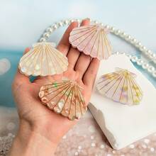 1pc (Spring/Summer) Elegant Sweet Ocean Element Faux Line Shell Starfish Hair Clip, Delicate Cartoon Design Hair Accessory, Fashionable Hair Clip, Suitable For Casual, Vacation, Outfit Matching, Medium Size Hair Clip,Festival,Party - Multicolor - View 5