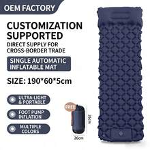Outdoor Camping Foot-Press Inflatable Sleeping Pad, Connectable Diamond Pattern TPU Air Mattress With Built-In Pillow(Styles And Colors Shipped Randomly) - Multicolor - View 5