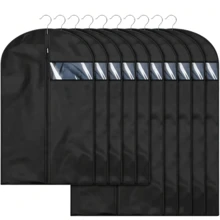 1pc/5pcs Black Transparent 3D Frosted Dust Cover, Suitable For Wardrobe, Protects Coats, Dresses, Suits, Jackets, Maintains Privacy, Dust-Proof Storage - Black - View 5