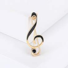 1pc Personalized Music Note Brooch, Minimalist Chic Zinc Alloy Lapel Pin For Suit & Shirt - Yellow Gold - View 4