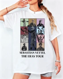 S-SebastianN Vettel F1 T-Shirt, Fotocollage-Print, Unisex F1 Fan Streetwear Top - Weiss - Übersicht 11