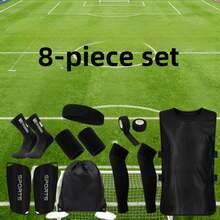 8件套足球护腿套装，透气足球防护装备，包括：球队背心、护腕、头带、足球袜、足球护腿、足球袜、收纳袋背包、绷带。专为成人和青少年训练及比赛设计的防护装备，男女老少皆宜。适用场景：训练、比赛、学校运动、各种户外足球活动 - 彩色 - 查看 2