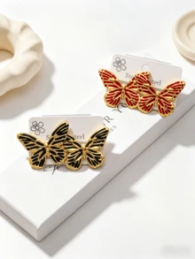 OBOVAY 4 Paar 304 Edelstahl Schmetterling Ohrringe Set, gemischtes goldplattiertes Flügel Design, modische hypoallergene Ohrstecker für Frauen, elegante übertriebene Flügel Ohrringe geeignet für Alltag, Festivals, Partys, Urlaub, modischer Schmuck - Verschiedenfarbig - Übersicht 3