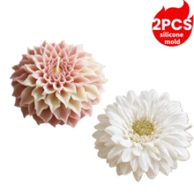2pcs 3D Flower Shaped Candle Molds - Easy Release, Multipurpose Reusable Silicone Molds, Hollow Design, Romantic Gift, Birthday Gift, Mother's Day Gift, Valentine's Day Gift, Bridesmaid Gift, Wedding Favor, Etc. - 2 Molds/loose Tips + Non-chrysanthemum - View 4