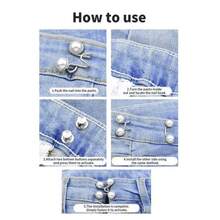 1/2 Juegos de Clips para Pantalones Vaqueros, Clips Elásticos para Cintura de Jeans, Clips Desmontables para Cintura de Pantalones Vaqueros, Alfileres, Medias de Cintura Invisible - ㅤ - Ver 4
