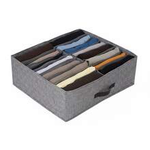 1pc Grey Clothes Storage Box, Layered Clothing Organizer Box, Wardrobe Storage Box, Drawer Organizer Box, Underwear Storage Box, Suitable For Home Organization - Grey - View 7