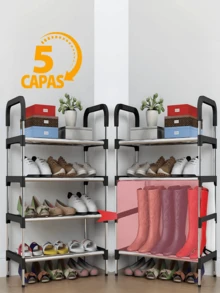 ALUMINUM TUBE SHOE RACK 4/5/6/7/8 LEVELS - Black - View 17
